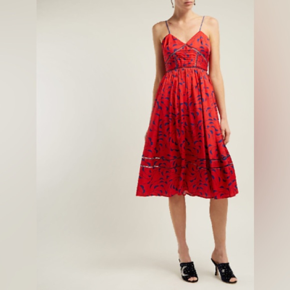 Self Portrait Azaelea Red and Blue Print Midi Dress